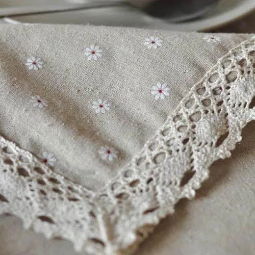 Embroidered Linen Table Cloth