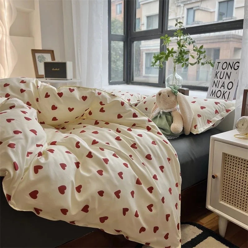 Heart Print Duvet Cover Set