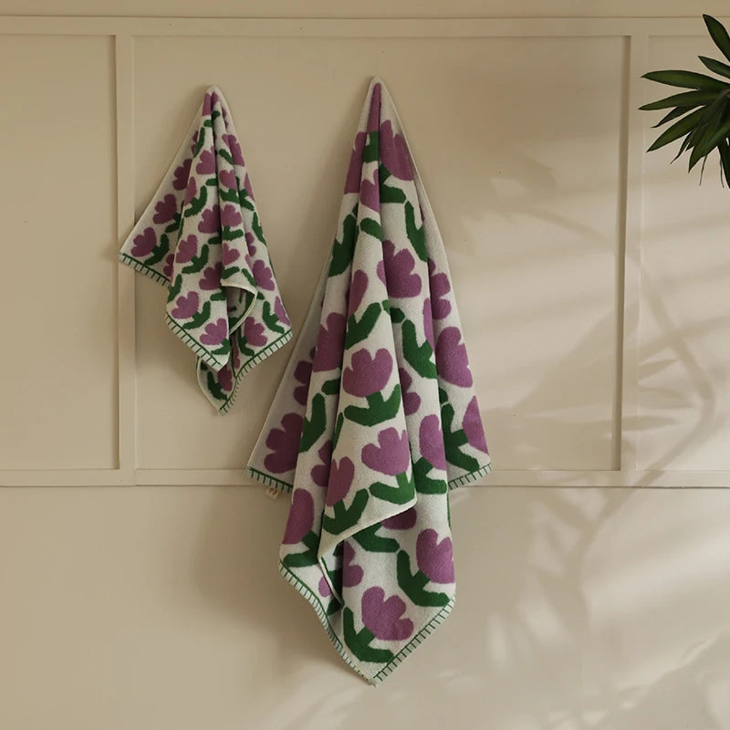 Flower Print Bath Towel