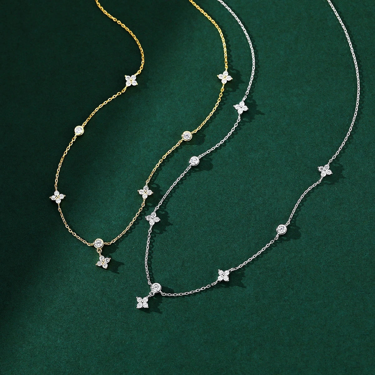 Zircon Flower Chain Necklace