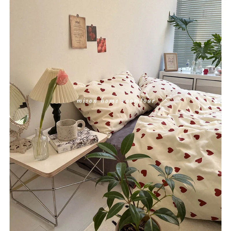 Heart Print Duvet Cover Set