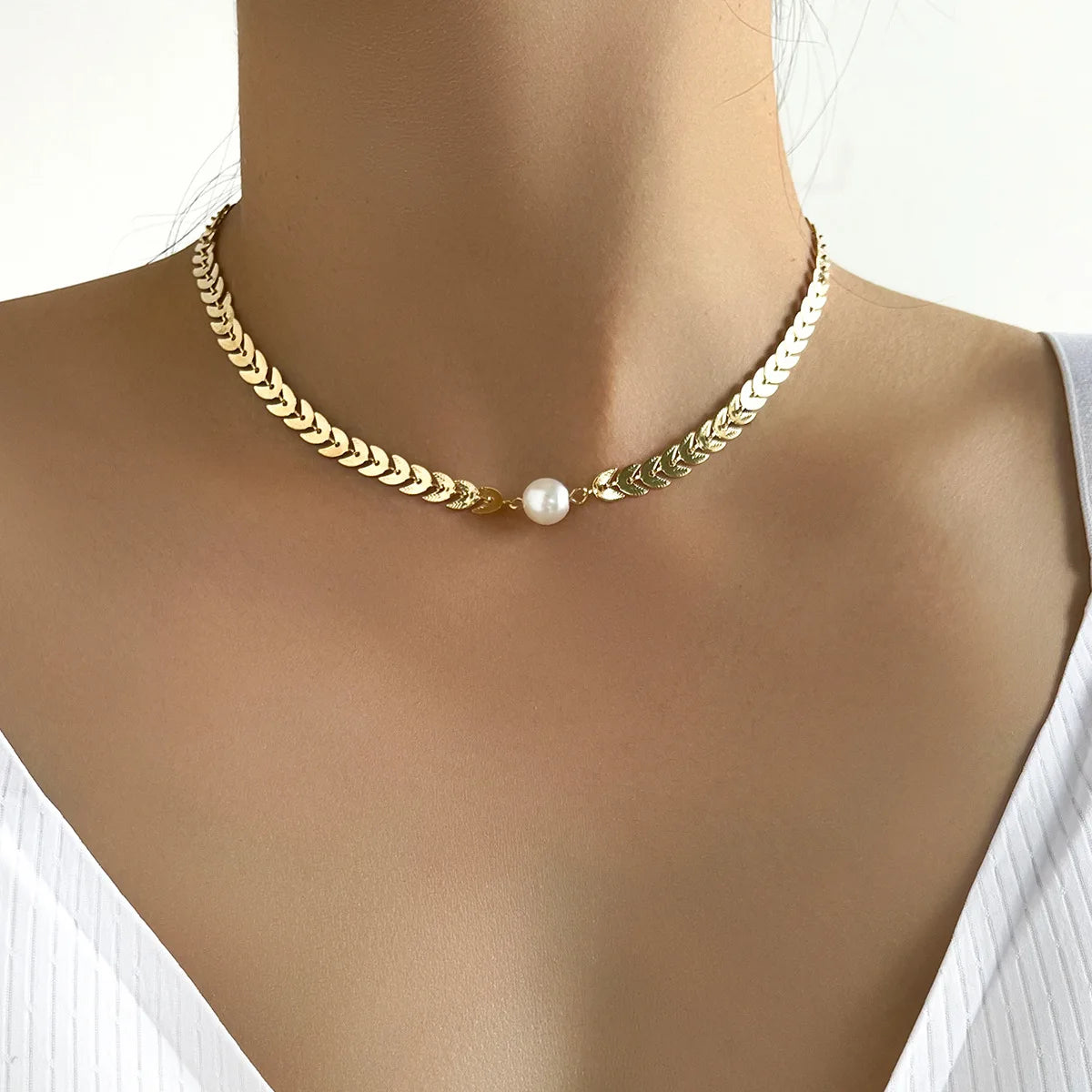 Golden Double Layer Pendant Necklace Women