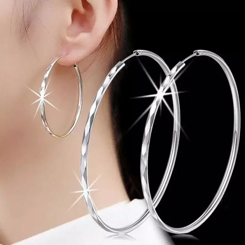 Sterling Silver Big Hoop Earrings