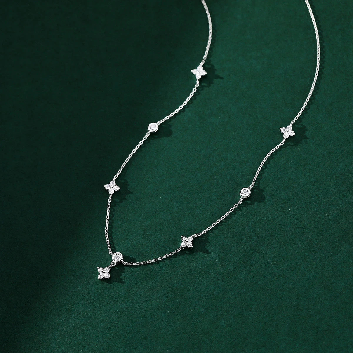 Zircon Flower Chain Necklace