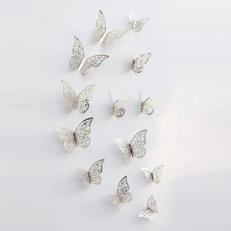 12Pc 3D Gold Butterfly Wall Decal Stickers Home Decor