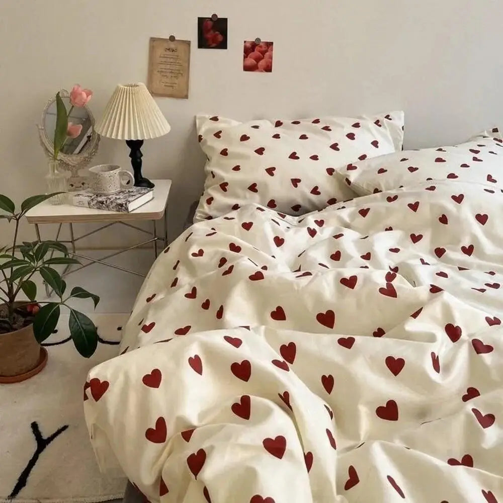 Heart Print Duvet Cover Set