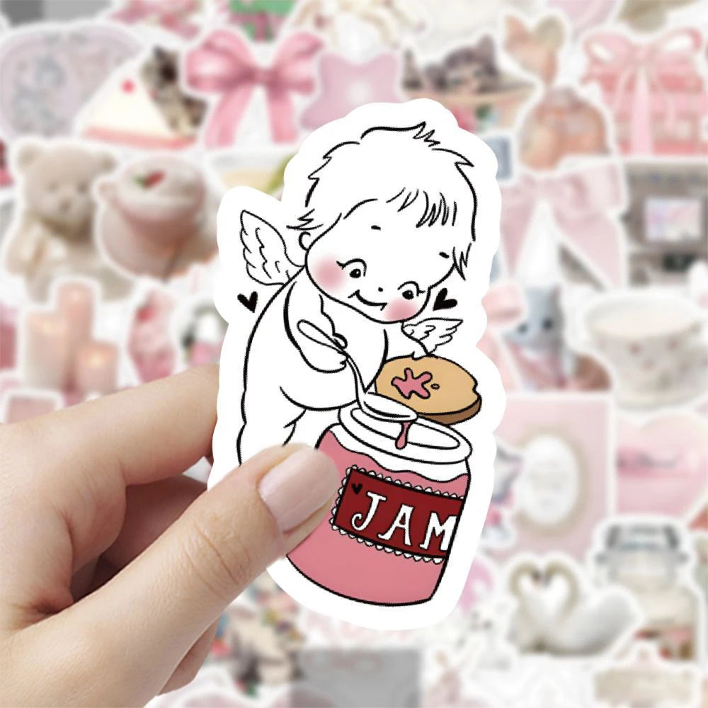 10/30/60pcs Cute Pink Coquette Sticker Set