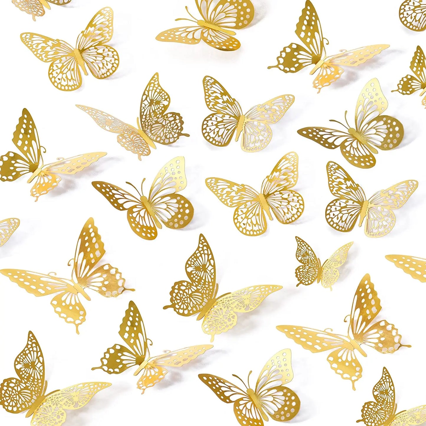 12Pc 3D Gold Butterfly Wall Decal Stickers Home Decor