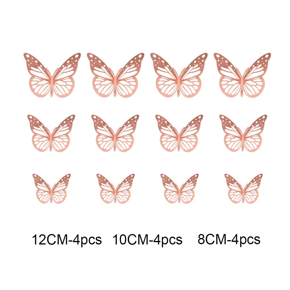 12Pc 3D Gold Butterfly Wall Decal Stickers Home Decor