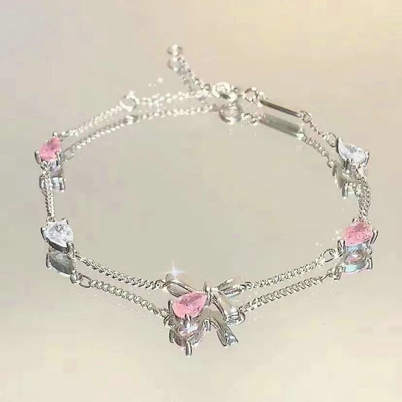 Cute Crystal Bracelet Bow Charms