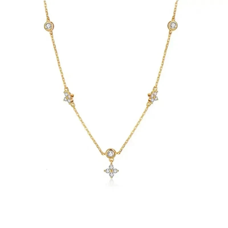 Zircon Flower Chain Necklace