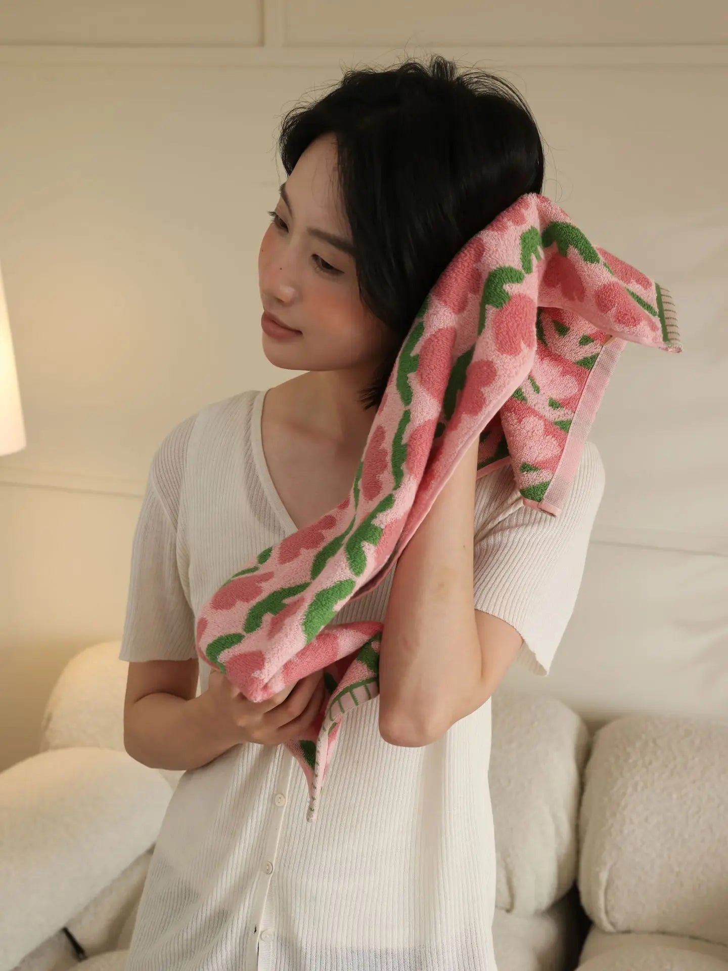 Flower Print Bath Towel