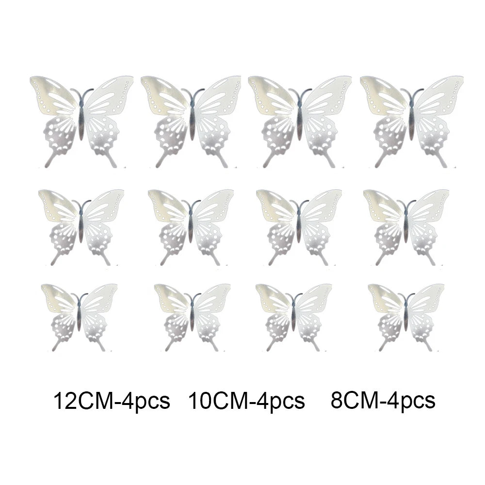 12Pc 3D Gold Butterfly Wall Decal Stickers Home Decor