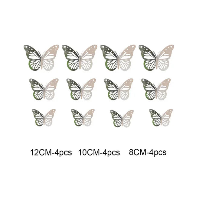 12Pc 3D Gold Butterfly Wall Decal Stickers Home Decor