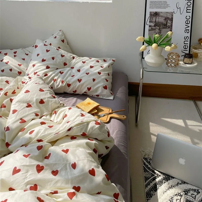 Heart Print Duvet Cover Set