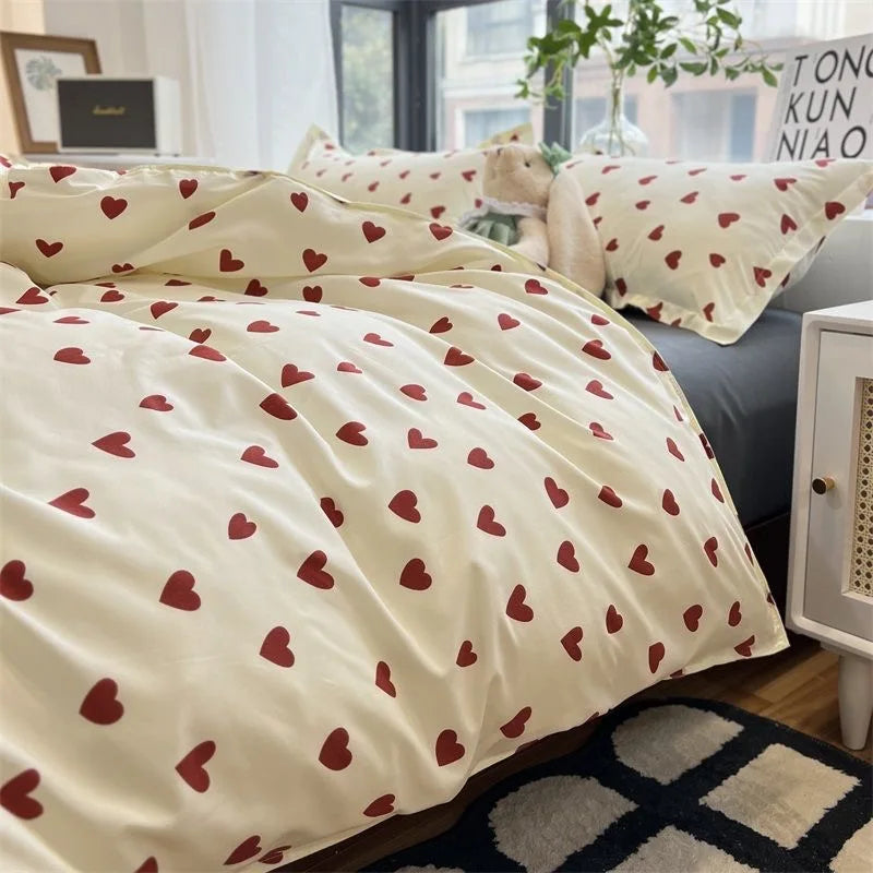 Heart Print Duvet Cover Set