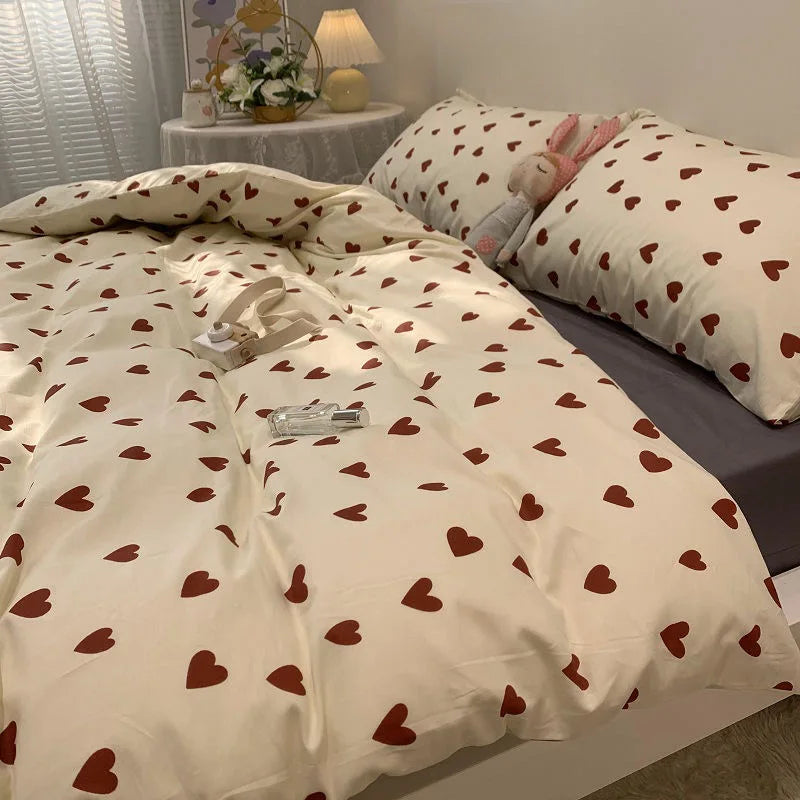 Heart Print Duvet Cover Set