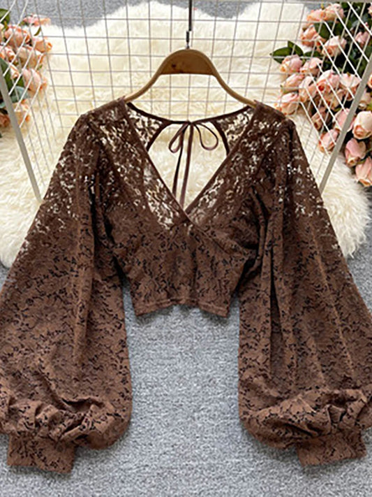 Women Lace Long Sleeve Elegant Top