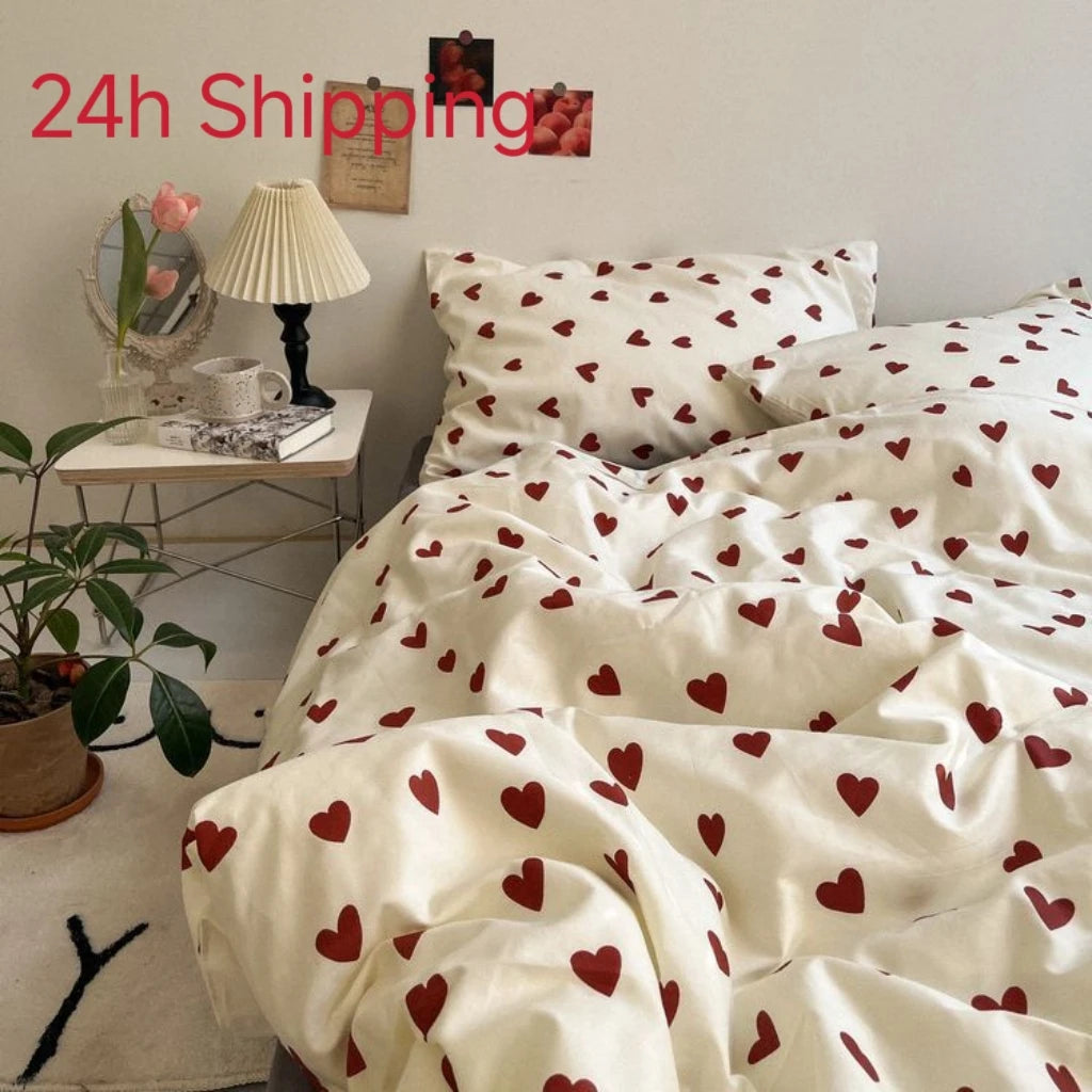 Heart Print Duvet Cover Set