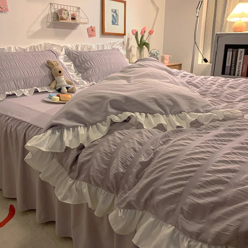 Cute Ruffled Duvet Cover Set 3/4Pc